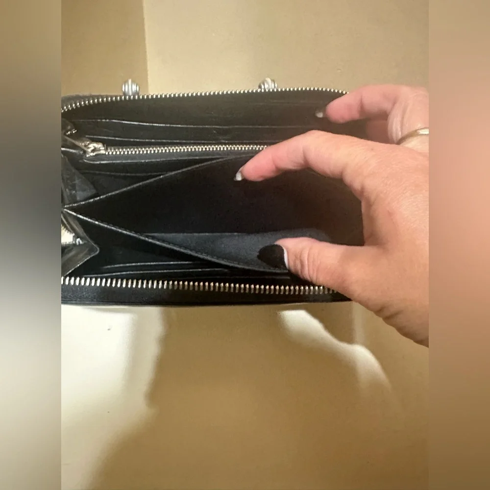 Dior Patent Black Trotter Long Zip Wallet